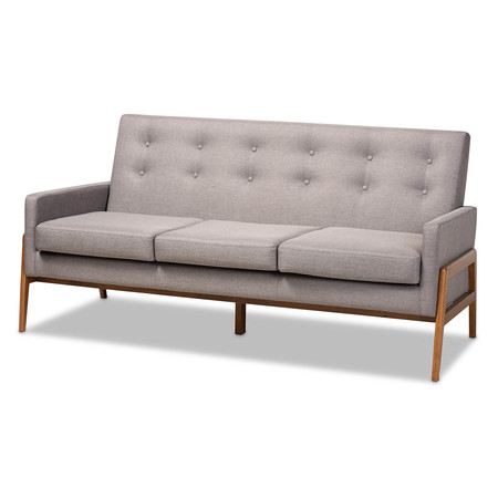 Baxton Studio Perris Grey Upholstered Walnut Finished Wood 3-PC Living Room Set 160-10252-8741